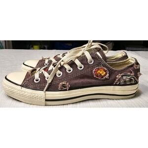 Vtg Converse Limited Edition Chuck Taylor Low Top Sneakers Patched Distressed W8